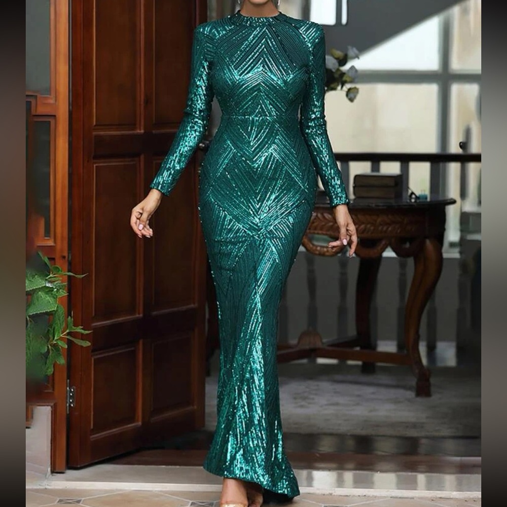 Luxe mermaid hem party wedding sequins dress